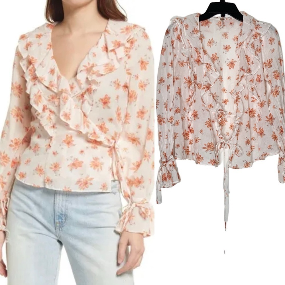 Free People Amanda ruffle floral blouse. Size S